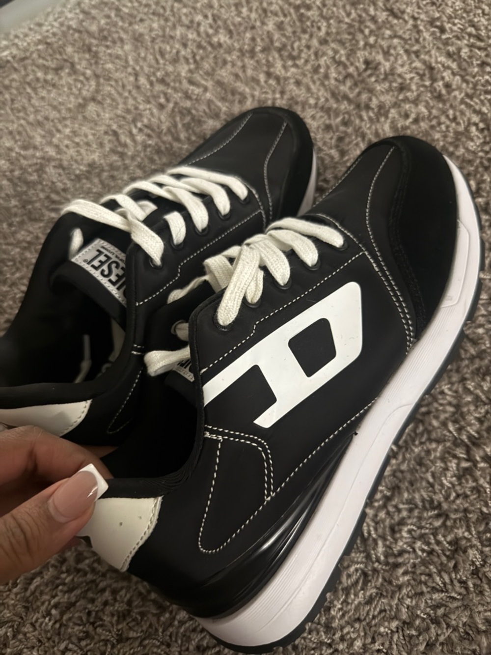 Diesel Black and White Logo Sneakers ‼️